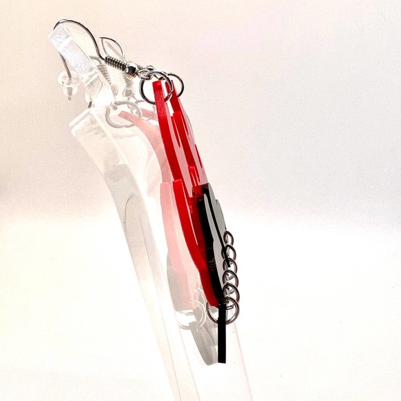 Flaming Heart Earrings - 3D Earrings - Rain Drop Earrings - Halloween Earrings - Picture 4 of 8